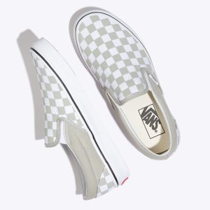 Vans Bayan Kaykay Ayakkabısı Checkerboard Slip-On Zeytin Yeşili Beyaz | 56014-616